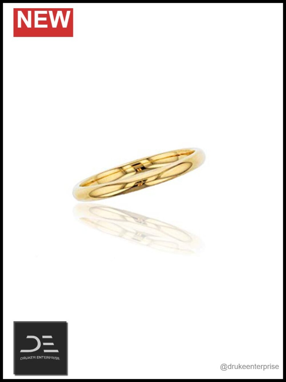 14K Solid Gold Polished Plain Wedding Band 2mm Ring